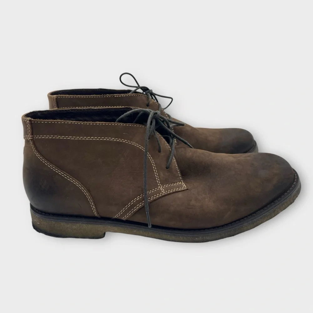 Johnston & Murphy Chukka Boots Men's Size 11.5 Brown Leather Shoes‎ Distressed